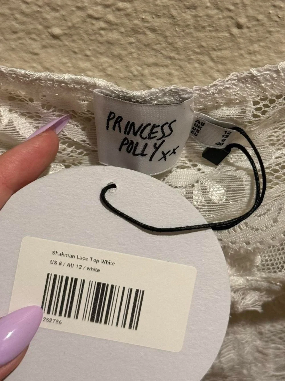 Princess Polly “Shakman Lace Top” White